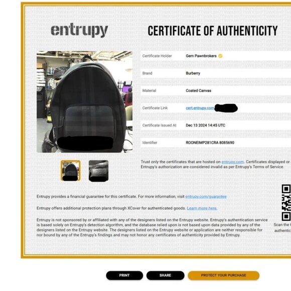 BURBERRY Rocco Charcoal Checkered E-Canvas Backpack - Picture 3 of 16